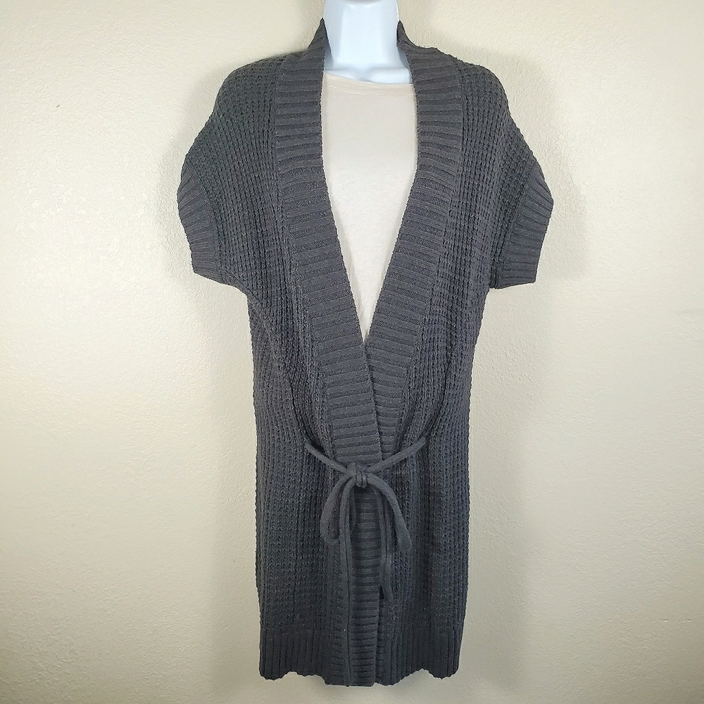 Banana Republic SS Gray Knit Tie Waist Sweater